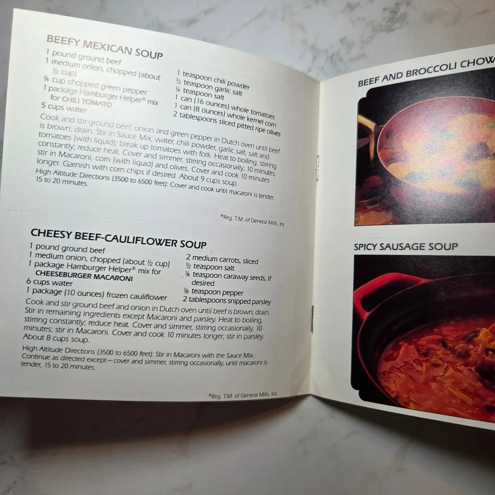 Vintage Hamburger Helper Quick Hearty Soups and Holiday Comforts Recipe Booklets
